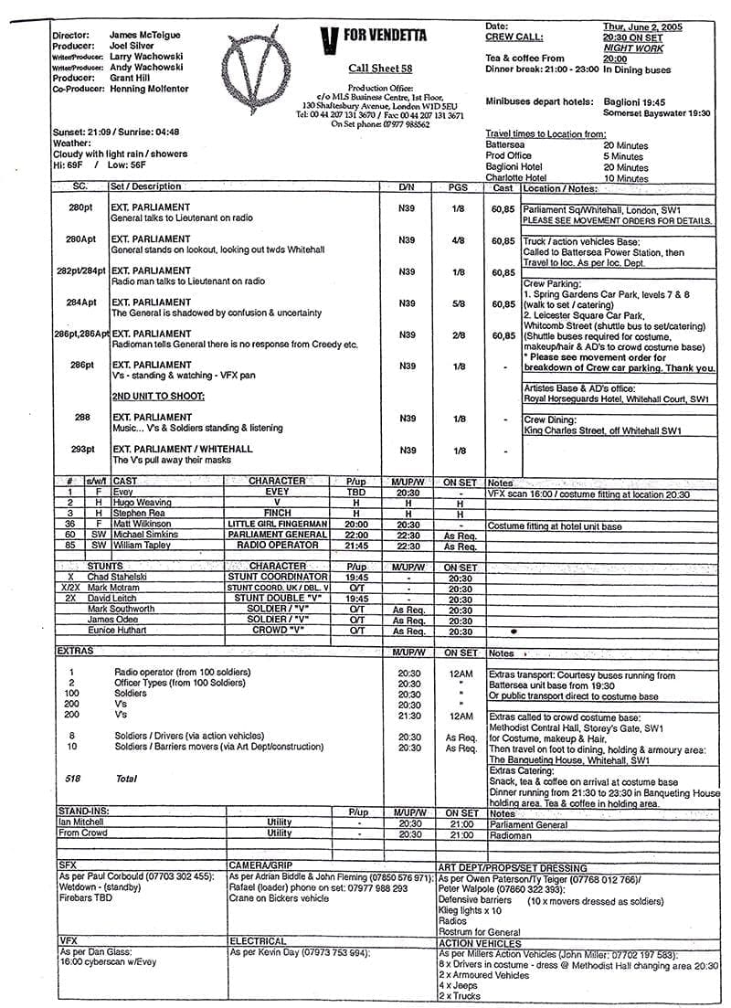 What is a call sheet? Here's an example!