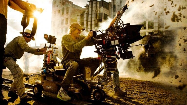 Behind the scenes photo of a Michael Bay movie