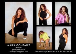 Zazzle Model Actor Comp Card 5 Photo 5x7 Blk Front Horizontal by Center Stage Prints