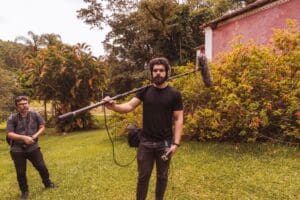 slate film boom microphone set