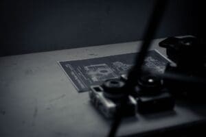 slate film set blueprint table