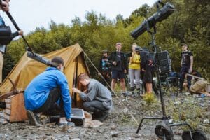 slate film sound crew microphone